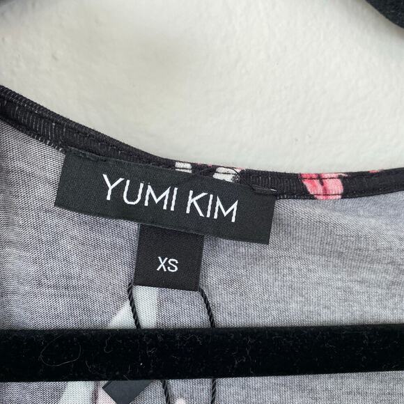 YUMI KIM Take Me Out Dress Rebel Fleur Black Size XS Floral NWT Ruched Jersey - Picture 9 of 9